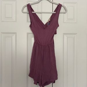 Rose-Purple Rolla Coster Cross Back Romper